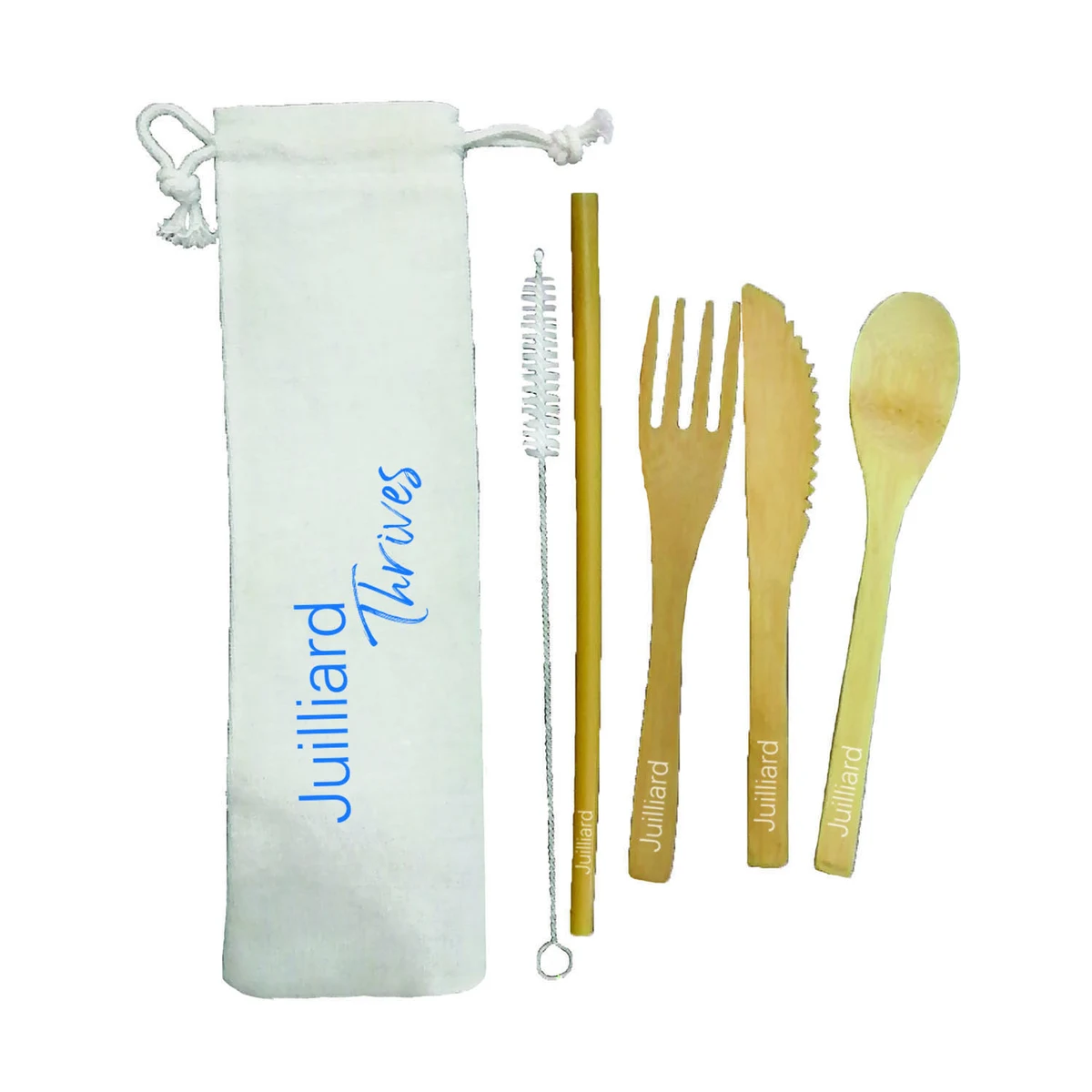 Bamboo Cutlery Set with Canvas Pouch 1