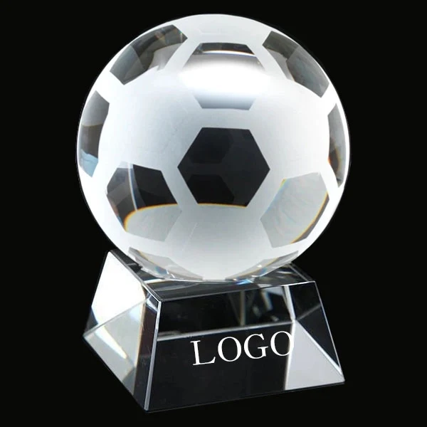 Optical Crystal Football Paperweight Award 1