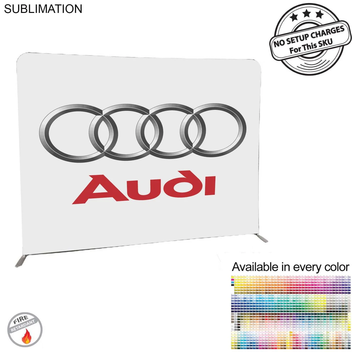 Product Branding 8'W x 8'H EuroFit Tension Fabric Straight Wall Display Kit, Double Sided Graphics 1