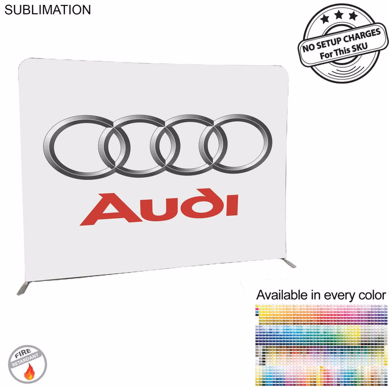 Product Branding 8'W x 8'H EuroFit Tension Fabric Straight Wall Display Kit, Double Sided Graphics