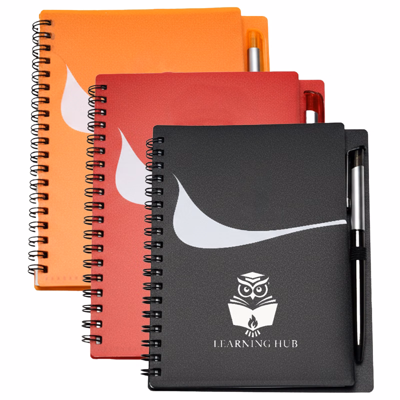 Wavy Design PP Cover RIng Notebook with Matching Pens
