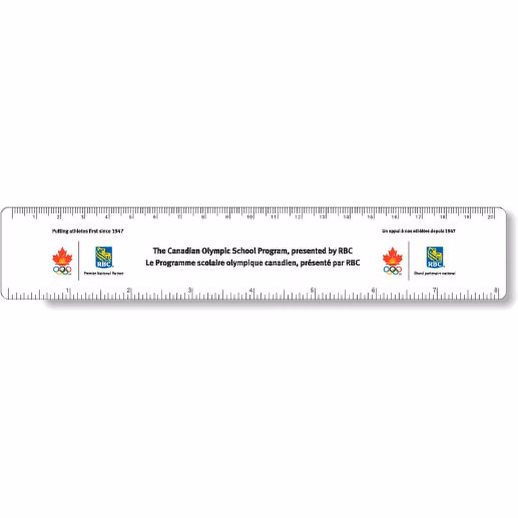 .020 White Plastic Rulers 1.5"x8.25" Rectangle / Round Corner, Full Colour