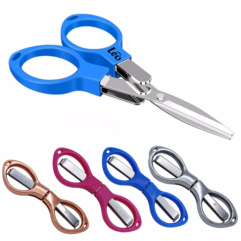 Alloy stretch folding plastic handle scissors