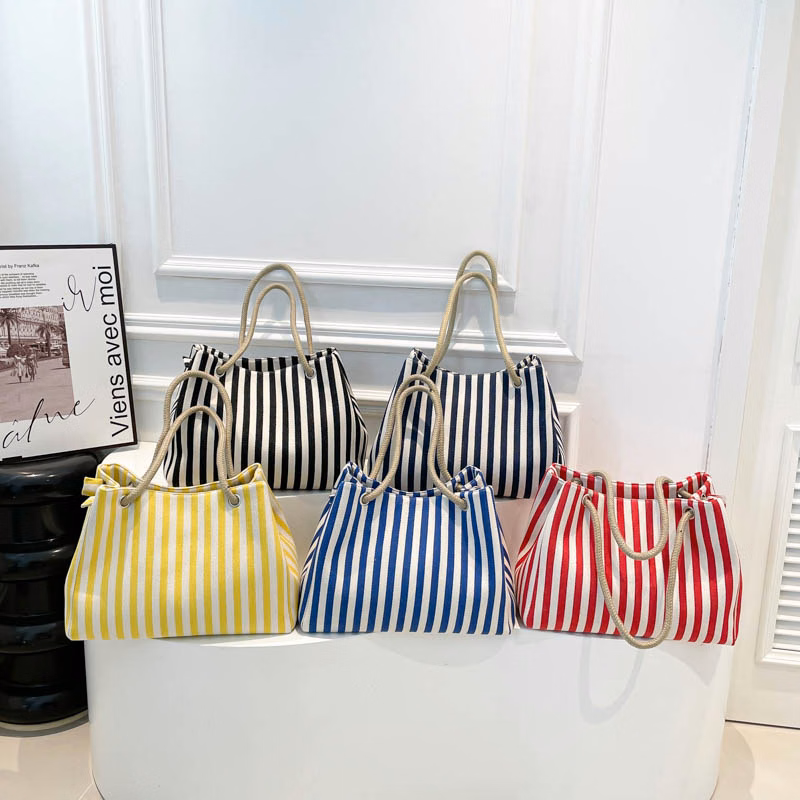 Vintage Stripe Canvas Tote Bag