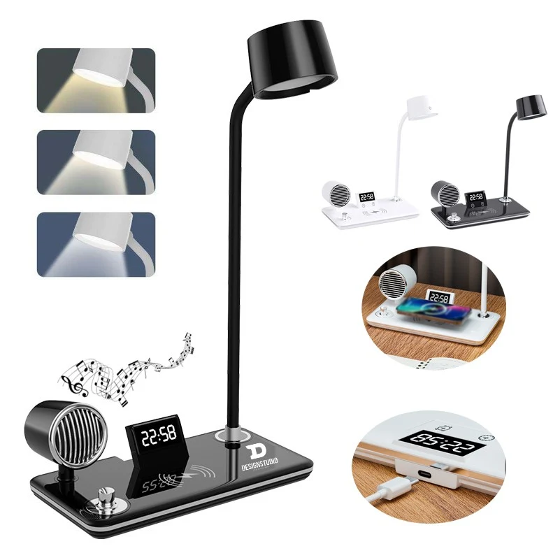 Smart Wireless Charging Desk Lamp with Wireless Speaker Clock 1