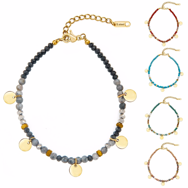 Stainless steel hand-beaded bracelet