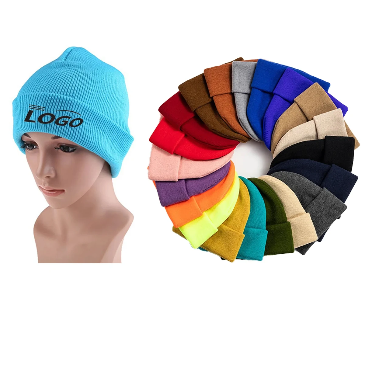 Acrylic Winter Knitted Beanie Hat MOQ 50PCS 1