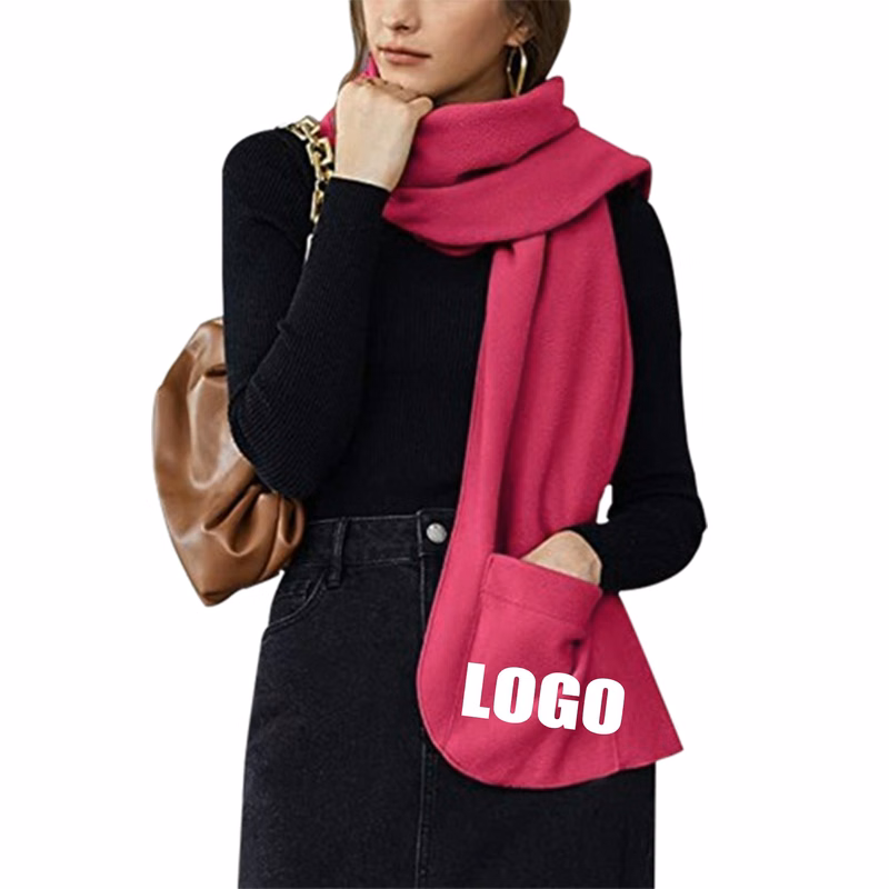 Single Layer Fleece Warm Scarf With Gloves