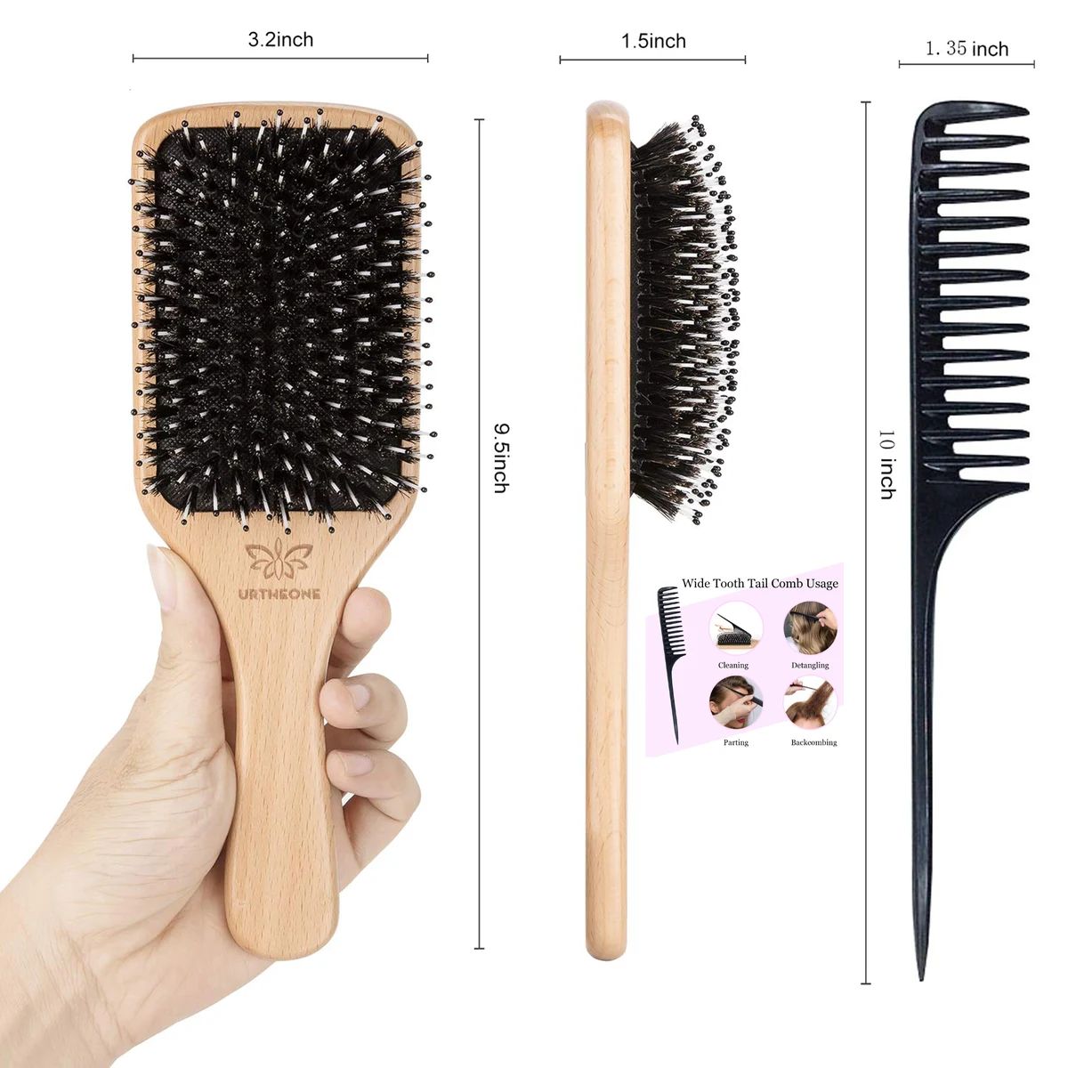 Hair Brush Boar Bristle Hairbrush Set 1