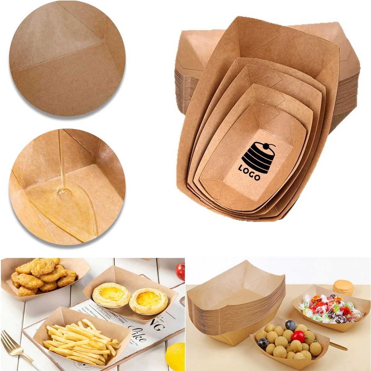 Disposable Food Grade Kraft Paper Serving Tray 1