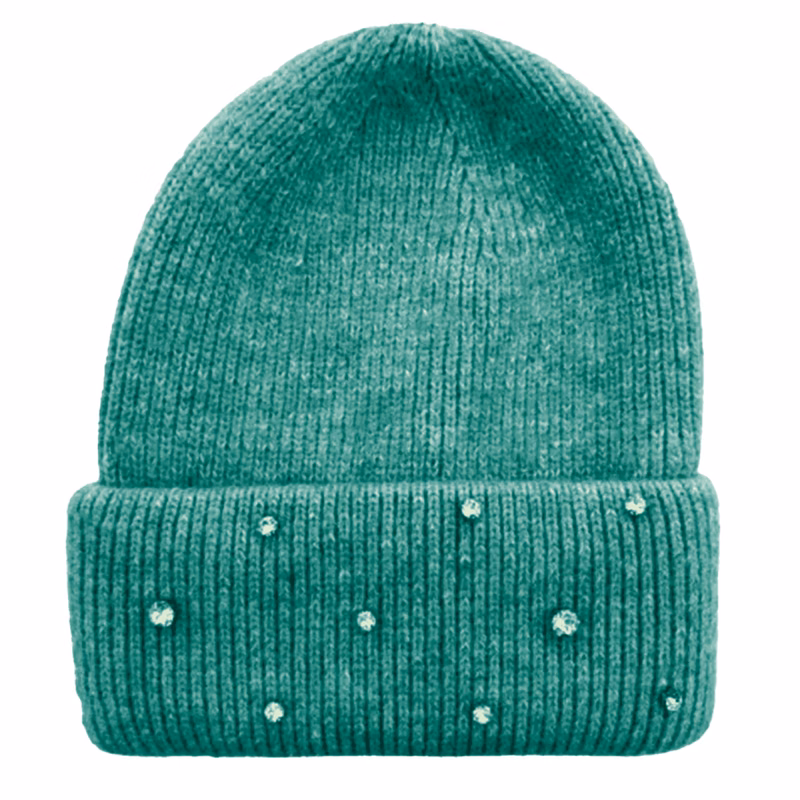 Custom Circular Knit Stretch Acrylic Cuffed Beanie w/ Stones