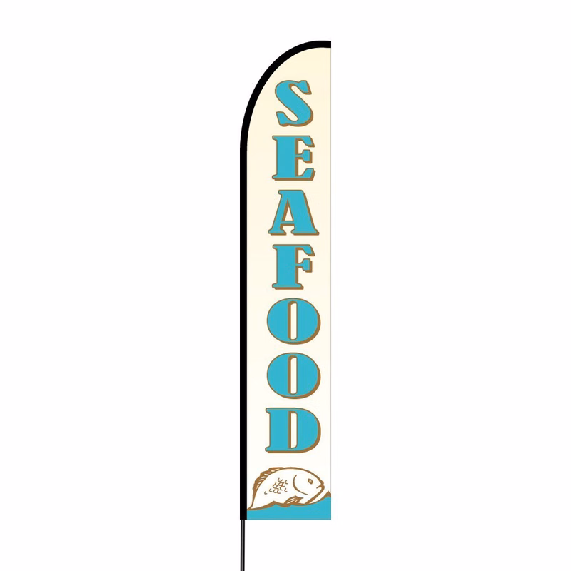 Seafood Flag Kit Hardware 15' Feet Feather Flag Sign Outdoor Banner