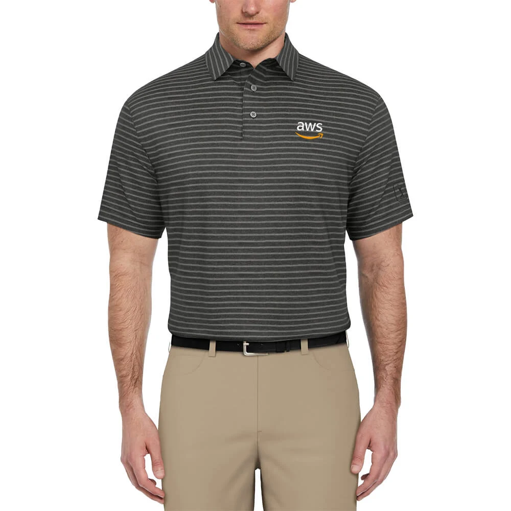 PGA Tour Heather Feeder Stripe Men's Polo 1