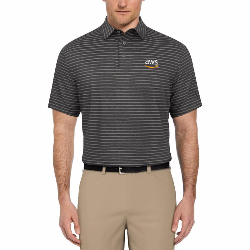 PGA Tour Heather Feeder Stripe Men's Polo