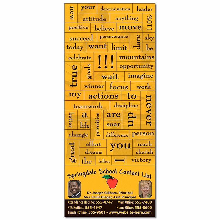 School Magna-Phrase Magnet - 3.5x8.25 with Business Card Magnet - 25 mil.