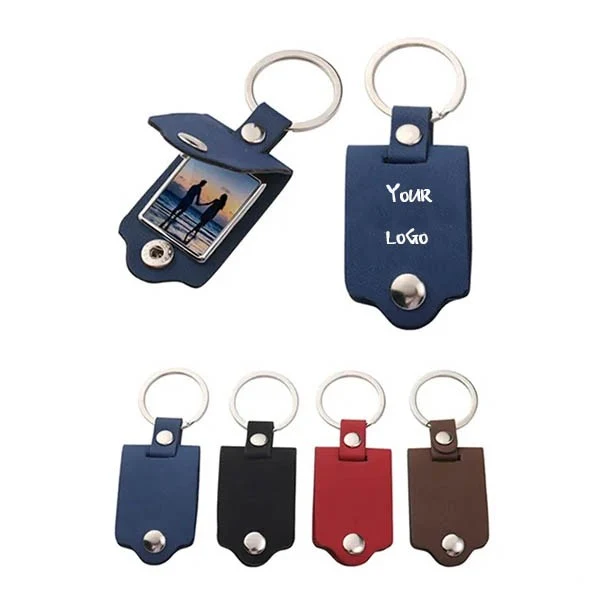Keychain with PU Leather Protection Blank Picture Frame 1