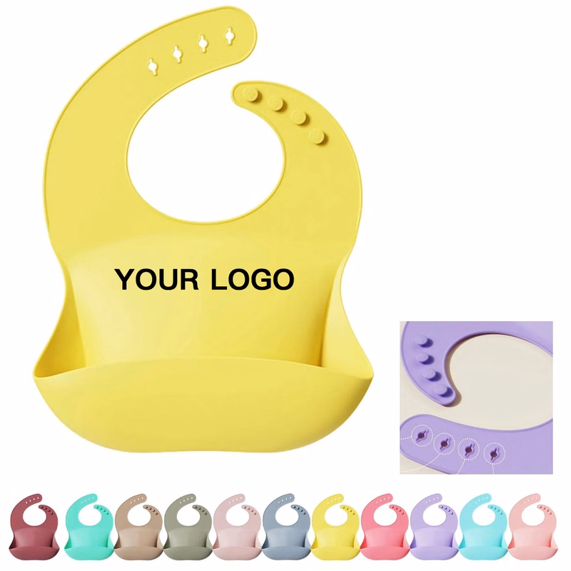 Waterproof Silicone Baby Bib with Front Pouch