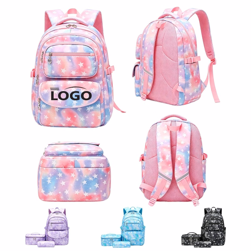 MOQ 10 Star Printed Backpack With Lunch Pack Pencil Case 3pc