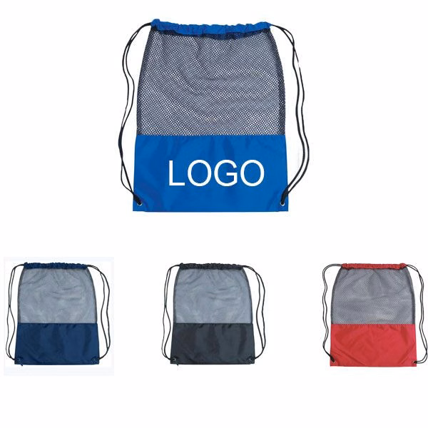210D Sport Drawstring Bag W/ Mesh
