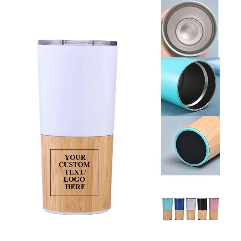 20 Oz Stainless Steel Bamboo Cover Travel Cup 1
