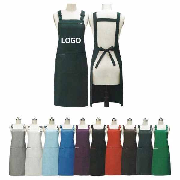 Serge Kitchen Aprons W/ Shoulder Support Strap & 2 Pockets