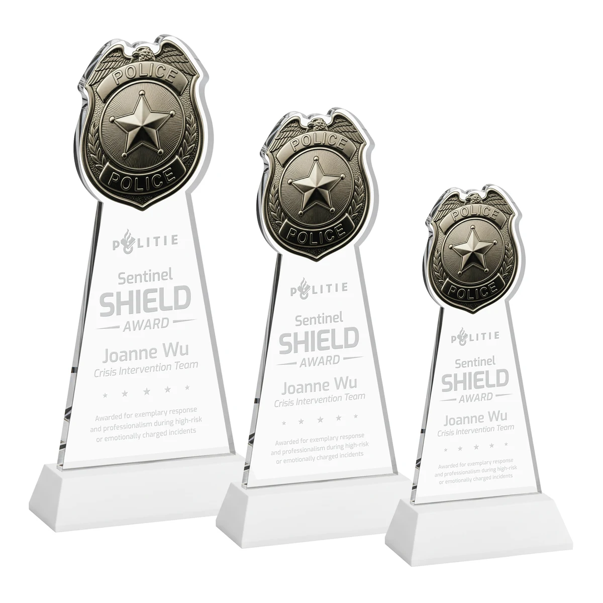 Police Badge Award on Hartford Base - White 1