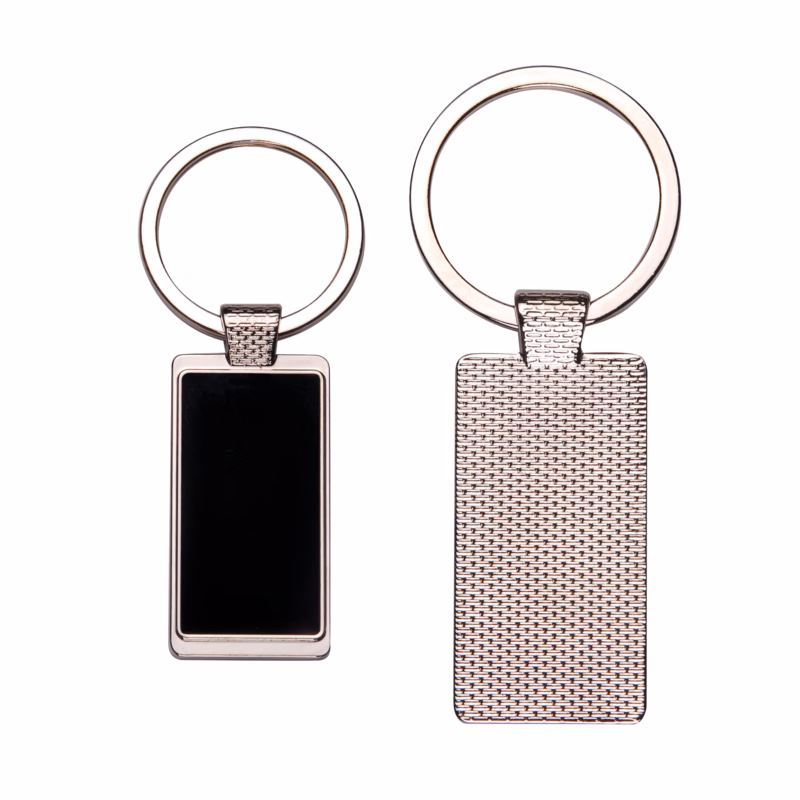 Rectangular Reflective Metal Keychain