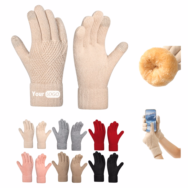 Plush Knitted Gloves with Touchscreen Capability