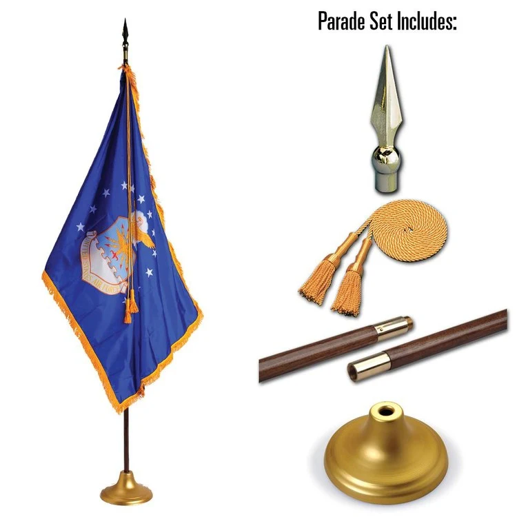 US Air Force Military Flag Indoor and Parade Set - 4' x 6' - Nylon Flag 1