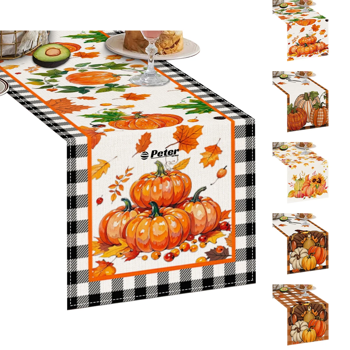 Pumpkin Print Linen Tablecloth 1