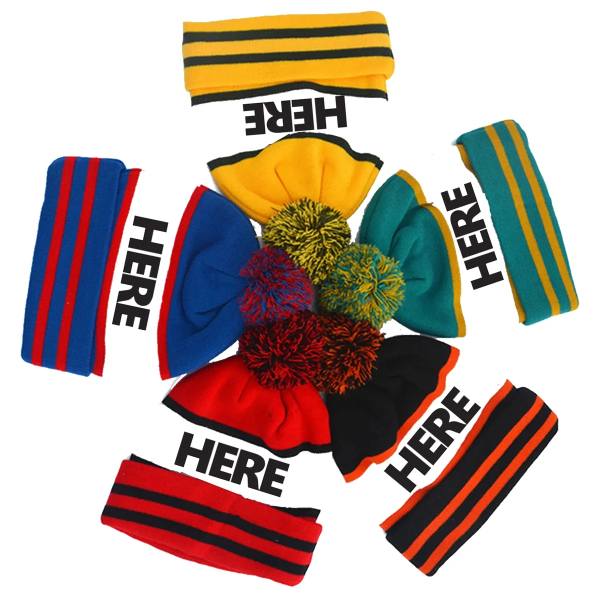 Soft Cuff Pom Stripe Knit Beanie 1