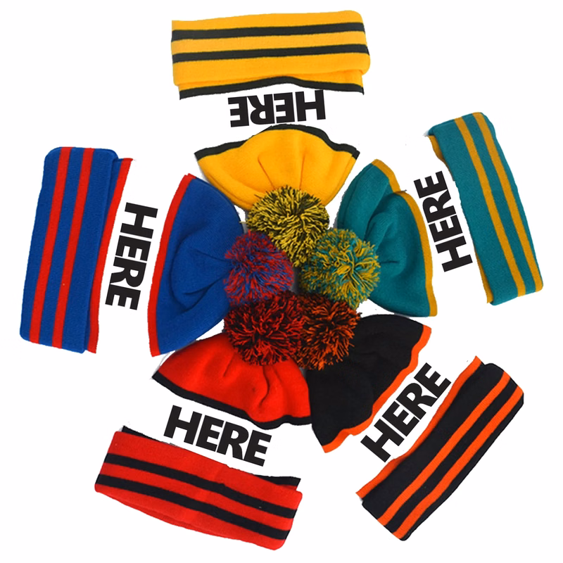 Soft Cuff Pom Stripe Knit Beanie