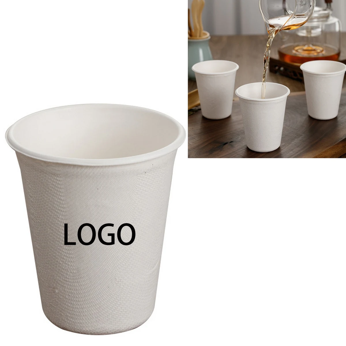 High-End Sugarcane Pulp 8 oz Disposable Paper Cup 1