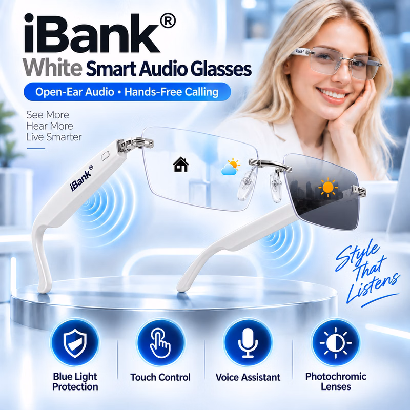 iBank® Smart Glasses for Women Men, Bluetooth Glasses with Color-Changing Lenses