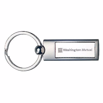 2 TONE ROUNDED RECTANGLE METAL KEYRING