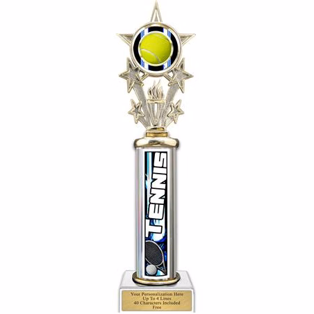 Trophy, 12" Action Matrix Tennis Blue 1 column,