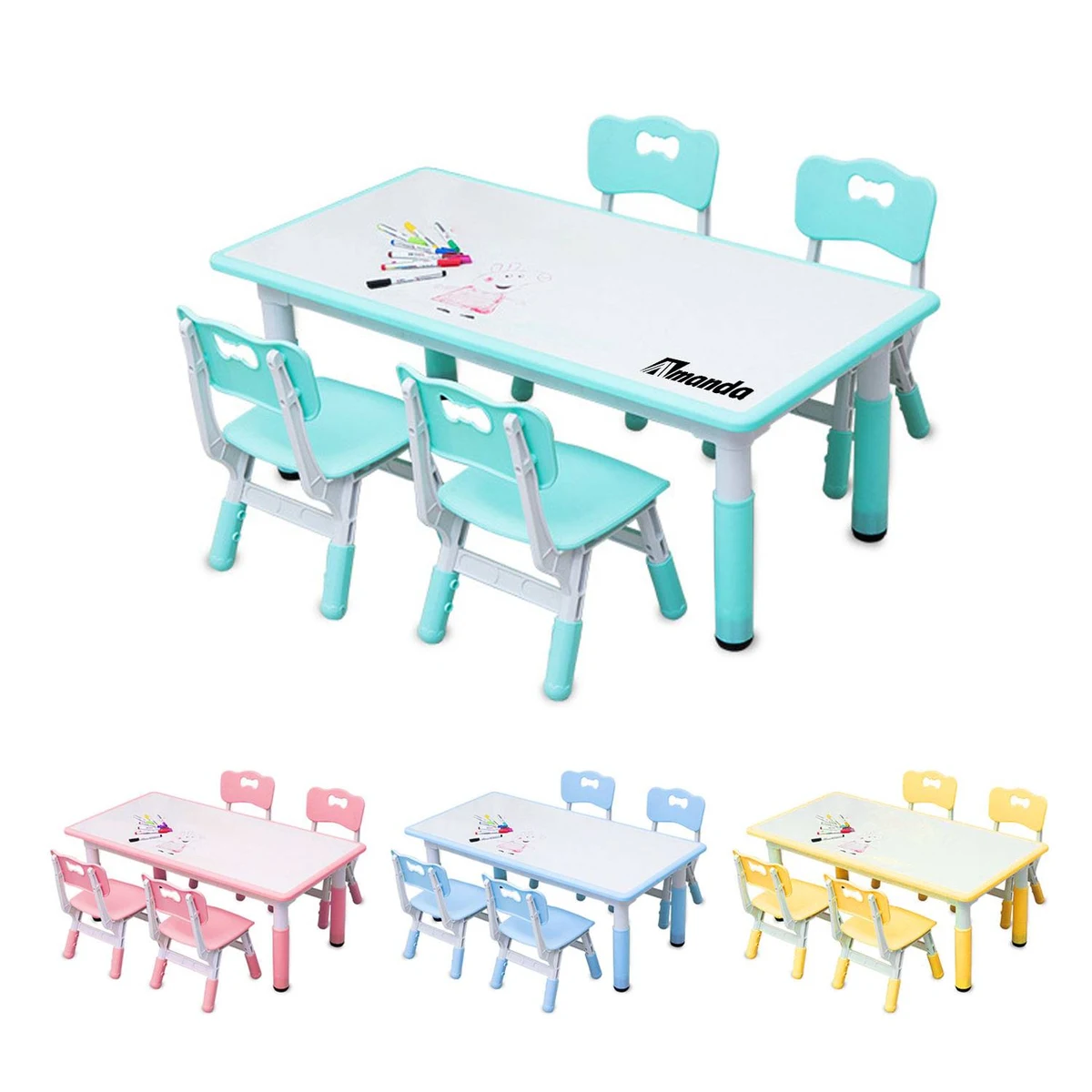 One Whiteboard Drawing Table and Four Chairs 1