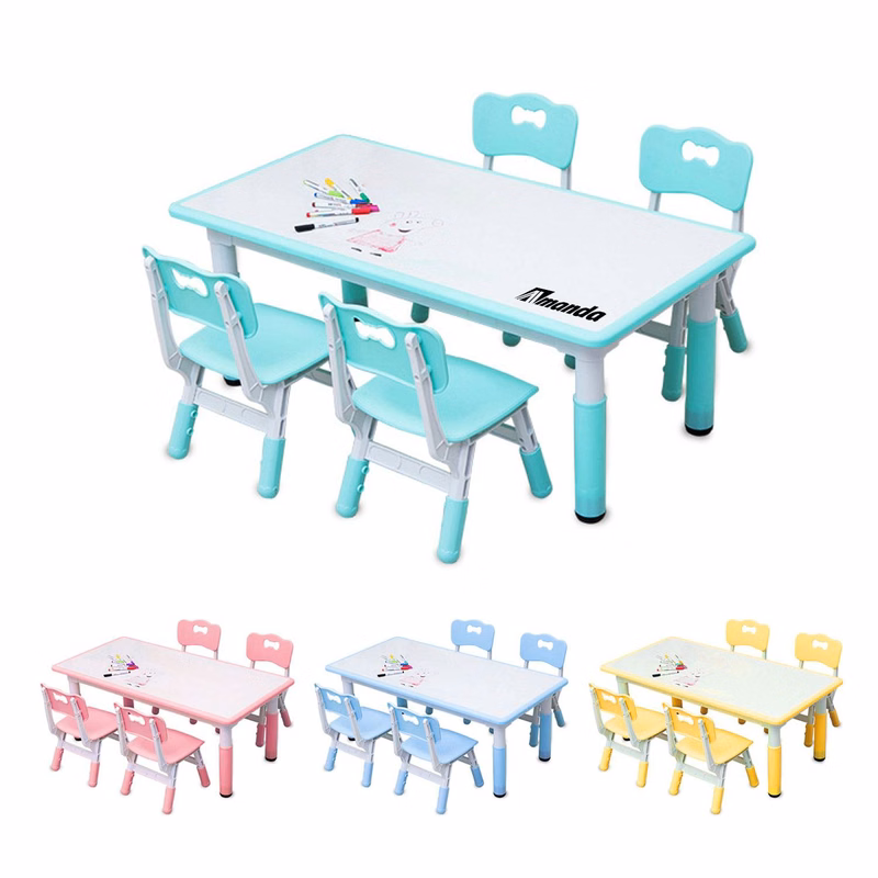 One Whiteboard Drawing Table and Four Chairs