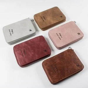 PU Leather Zipper Travel RFID Blocking Passport Case 1