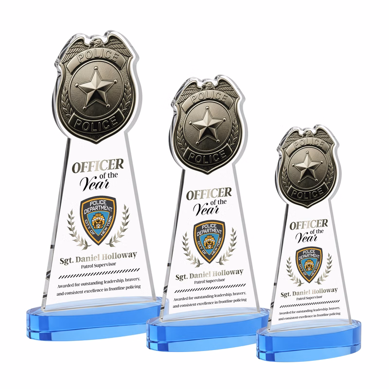 Police Badge VividPrint™ Award on Alberton Base - Sky Blue