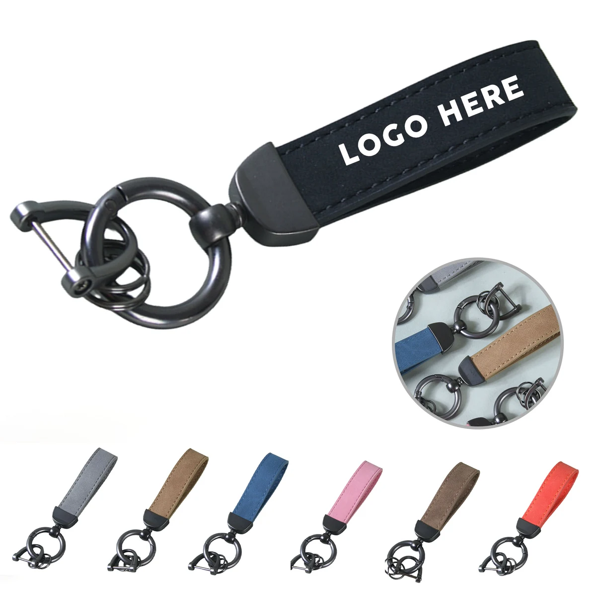 Metal Leather car keychain keyring key tag 1