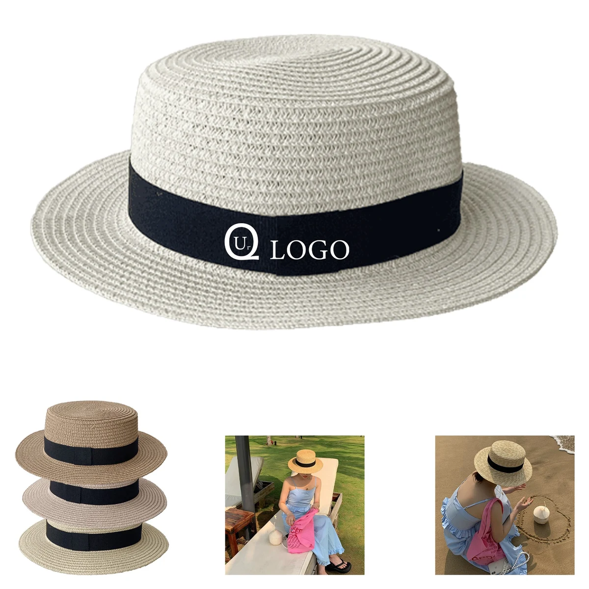 Korean Flat Protective Straw Hat 1