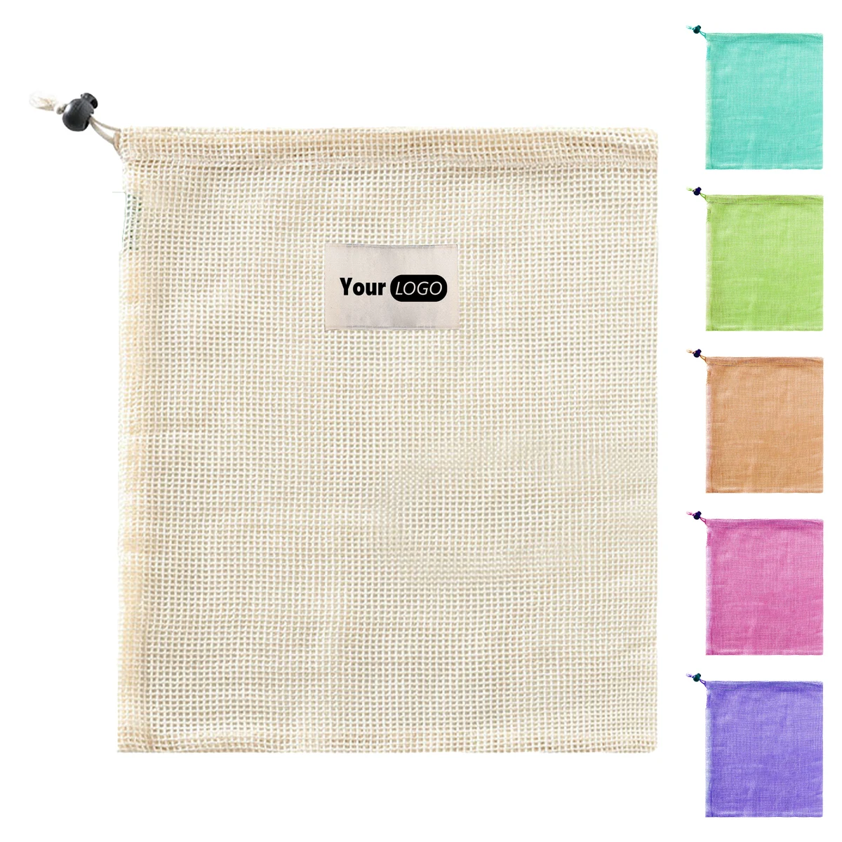 Cotton Sustainable Mesh Drawstring Bag For Versatile Storage 1