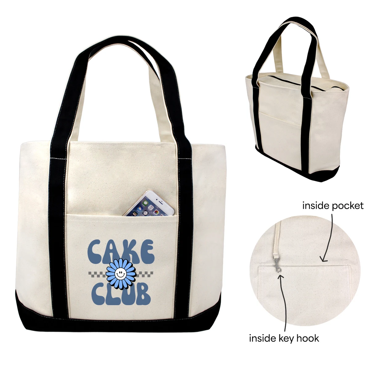 Jumbo Zipper Boat Tote, custom tote bag with logo imprint 1