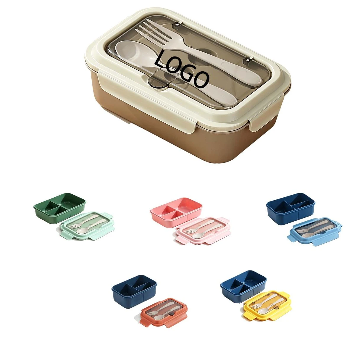 PP Compartment Lunch Box with Knife & Fork 1