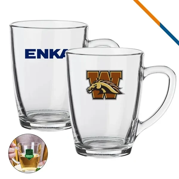 Custom 10 oz Clear Glass Coffee Mug with Easy-Grip Handle — Full-Color Drinkware 1