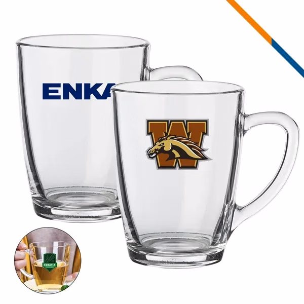 Custom 10 oz Clear Glass Coffee Mug with Easy-Grip Handle — Full-Color Drinkware