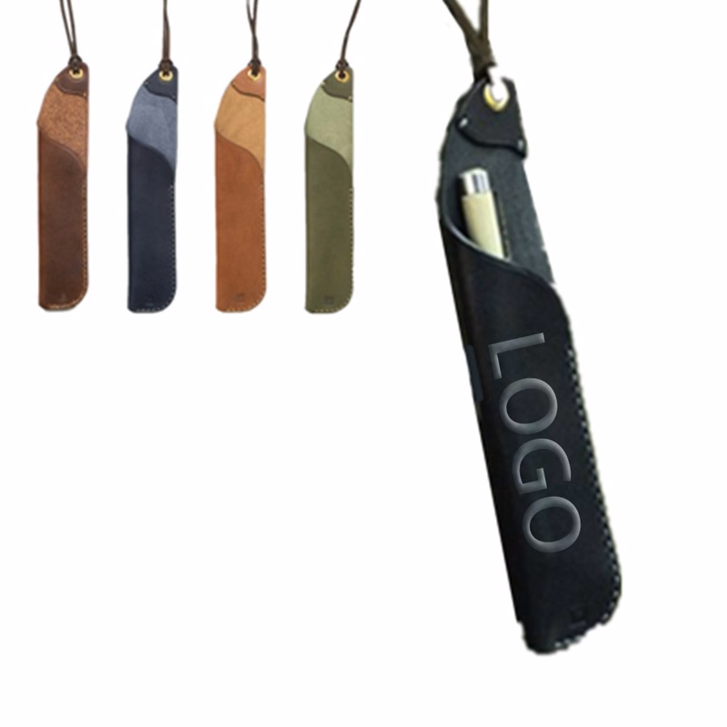 Leather Voice Record Pen Holder With Lanyard