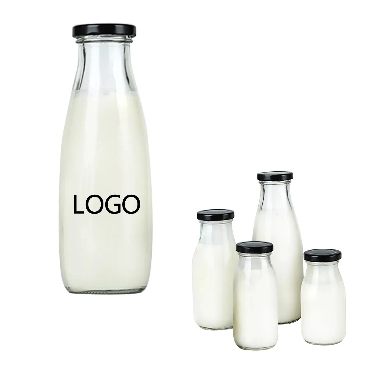 33oz Clear Glass Milk Bottles With Lids 1