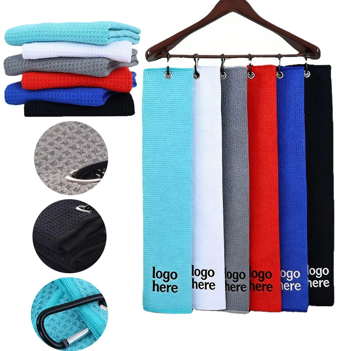 Customizable Waffle Pattern Golf Towel 1
